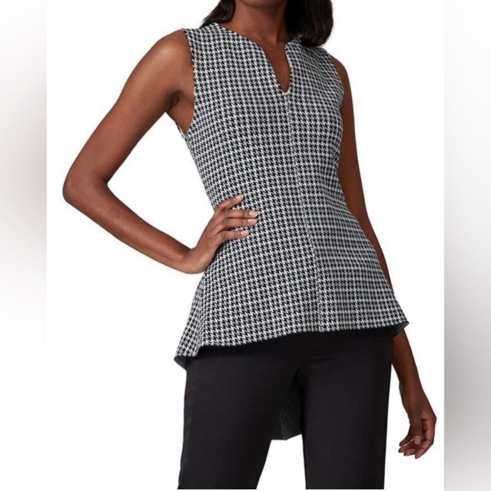 Derek Lam Collective - Plaid Knit High-Low Peplum Top